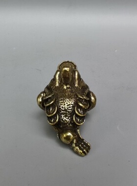 古玩杂项仿黄铜三足金蟾客厅高档摆件合金铜茶台茶宠蟾蜍个性摆件