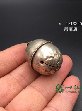 复古做旧苗银藏银白铜镀银虎头狮子头铃铛吊坠挂件空心晃动可响