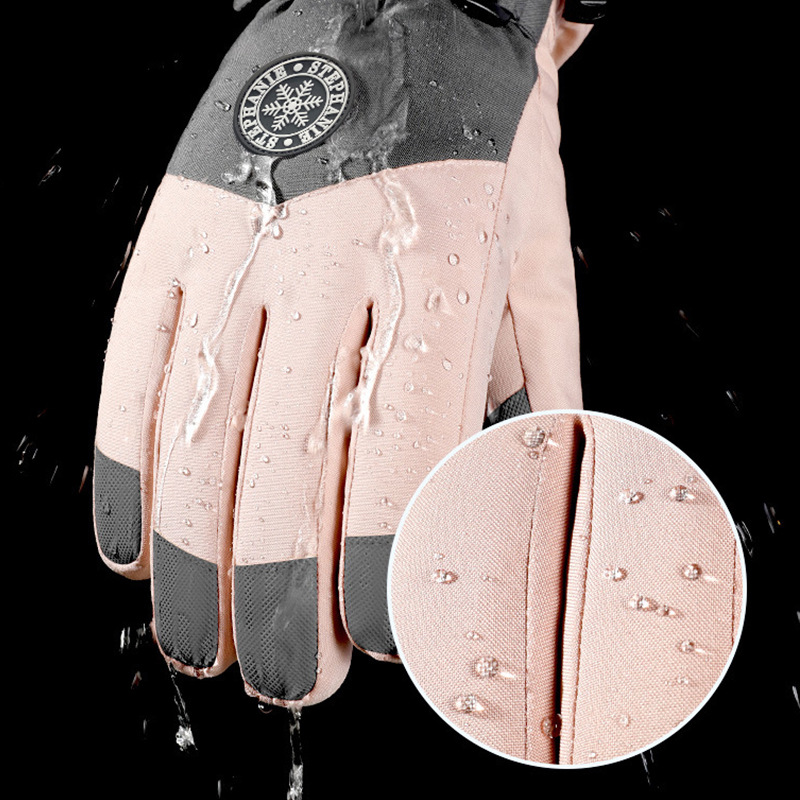 冬季滑雪手套男女运动骑行户外防风加绒保暖防滑防水触屏手套 - 图0