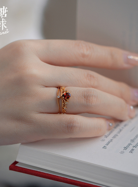 红宝石酒红开运红叠戴皇冠礼物女