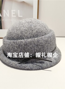 复古赫本风针织礼帽女秋冬时尚优雅蝴蝶结显脸小百搭贝雷帽
