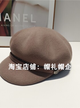 冬季复古羊毛八角贝雷帽女显脸小