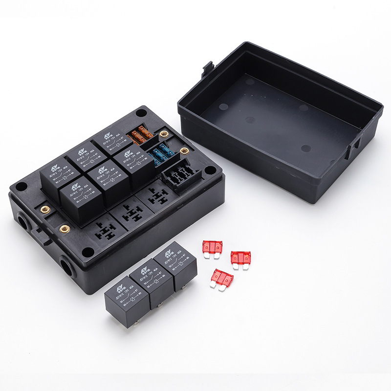 汽车9路保险盒9路继电器端子链接12V24V继电器射灯改装开关控制 - 图1