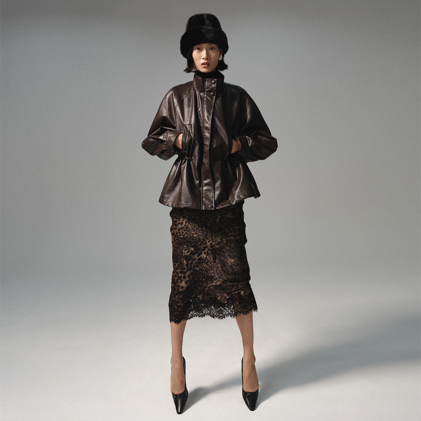 Arriving Arrive 秋冬复古轻盈易打理可调节收腰pu皮衣夹克外套,淘宝优惠券,粉丝福利购,淘宝优惠卷