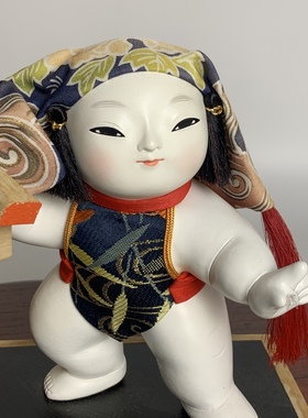 中古日本造 晃山作 陶瓷器京都加贺人形狮子舞摆件古玩古董收藏品