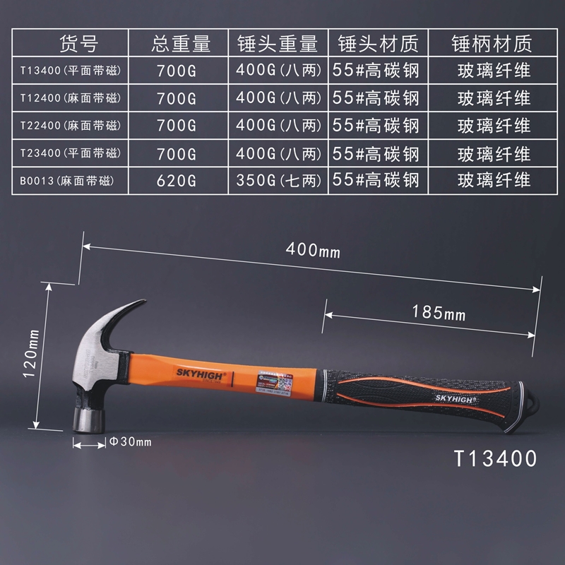 新款澳奥新正品特钢棉线套包塑减震耐用榔头弯角羊角铁锤木工锤子-图2