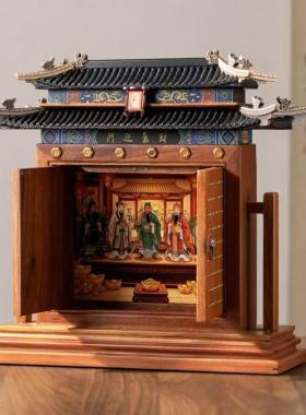 红木城门楼摆件中式实木古典双开门创意古风建筑外交商务文创礼品