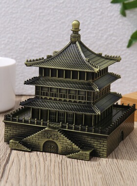 西安城市钟楼金属模型摆件