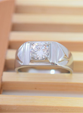 克拉钛钢时尚个性风水晶钻石戒指