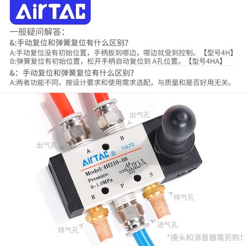 亚德客三位五通中封气动手扳阀4HA/4H230C-08 330E-10气缸换向阀 - 图0