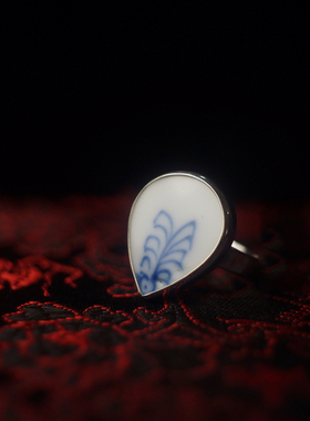 镶嵌手工纯银民族风活口戒指时尚