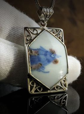 项链坠原创设计风首饰品古瓷片