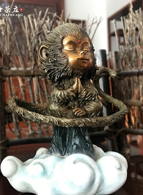 纯铜手工雕刻禅意风摆件