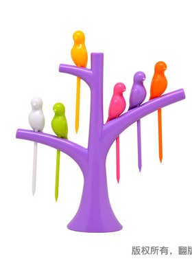 可爱个性水果叉水果签小鸟6支装