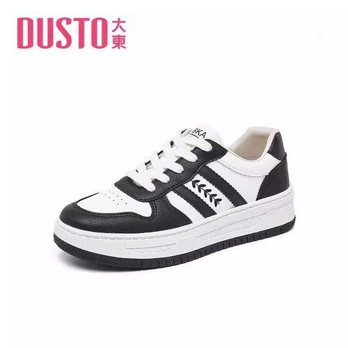 大东小白鞋23年秋季新款休闲青春减龄系带中跟圆头女鞋23Q7511 - 图0