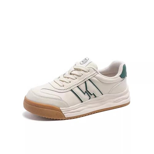 大东小白鞋23年秋季新款休闲拼色系带中跟平底圆头女鞋23Q3011 - 图2