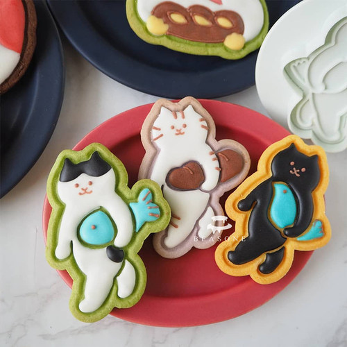 日本正品Cotta&Minne联名 卡通猫咪小动物翻糖糖霜饼干按压切模 - 图2