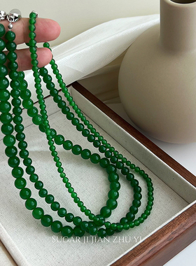 小众设计！天然绿玛瑙串珠项链