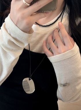 SUGAR 凹造型专用~小众设计感梳子项链女爱心毛衣链ins风卫衣链