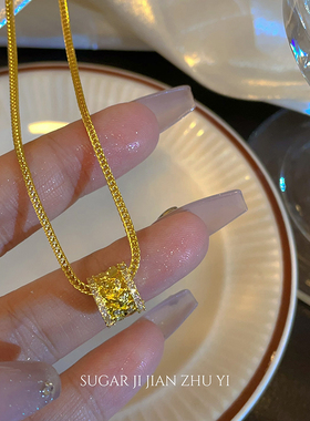 SUGAR 金色麦穗吊坠项链女2025年新款轻奢小众高级感复古锁骨链
