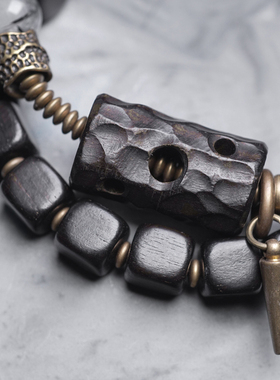 民族风黑发晶混搭手工男配饰手链