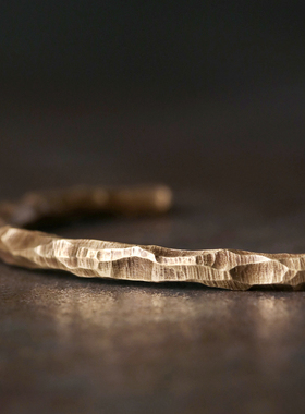 曲尾花原创设计黄铜手镯情侣款