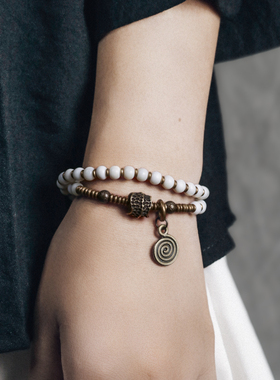 原创双层混搭黄铜珠子男女手饰品