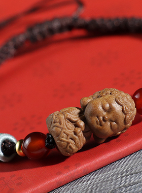 木雕老山檀香生肖守护佛手链