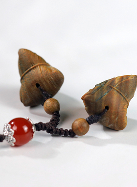 绿檀木雕端午粽子手把件摆件木质雕刻吊坠手机包汽车一举高粽挂件