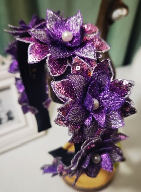 鞠子家原创发饰  轻奢韩版高级感新款花朵头箍高颅顶宽边发箍发卡