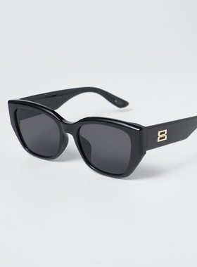 黑框猫眼防紫外线墨镜高级感大框女显瘦时尚个性简约遮阳太阳眼镜