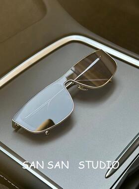 未来感水银反光金属墨镜男一体片个性潮流百搭高级太阳眼镜女拍照