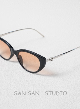 米白复古猫眼墨镜潮流新款