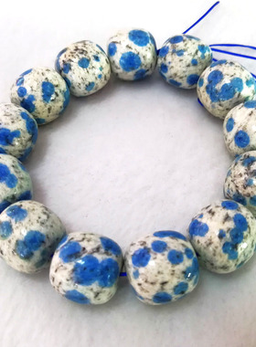 蓝铜矿能量石鼓珠黑云母孔雀手串