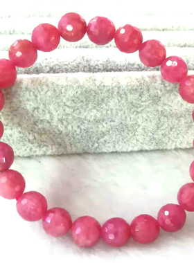 天然红宝石切面手链原石刻面手串