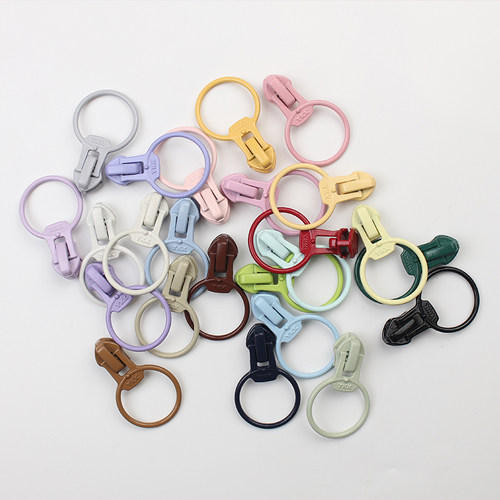 正品YKK尼龙码装圆环拉头3号5号彩色配件包羽绒服拉链头圆圈拉头 - 图0