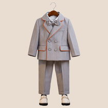 Boy suits suit childrens autumn and winter plus suede new host gown handsome qi Yinglun wedding flower boys birthday