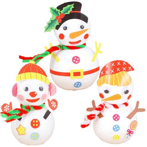 圣诞节手工diy小雪人幼儿园自制创意保丽龙材料包儿童创意玩具 - 图3
