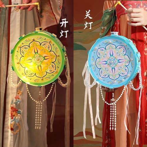 元旦节儿童手提手工diy非遗古风宝相花鼓灯发光敦煌灯笼2026新款 - 图3