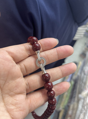 安可拉红复古朱砂红串珠叠戴项链百搭小众锁骨链圣诞过年新年礼物