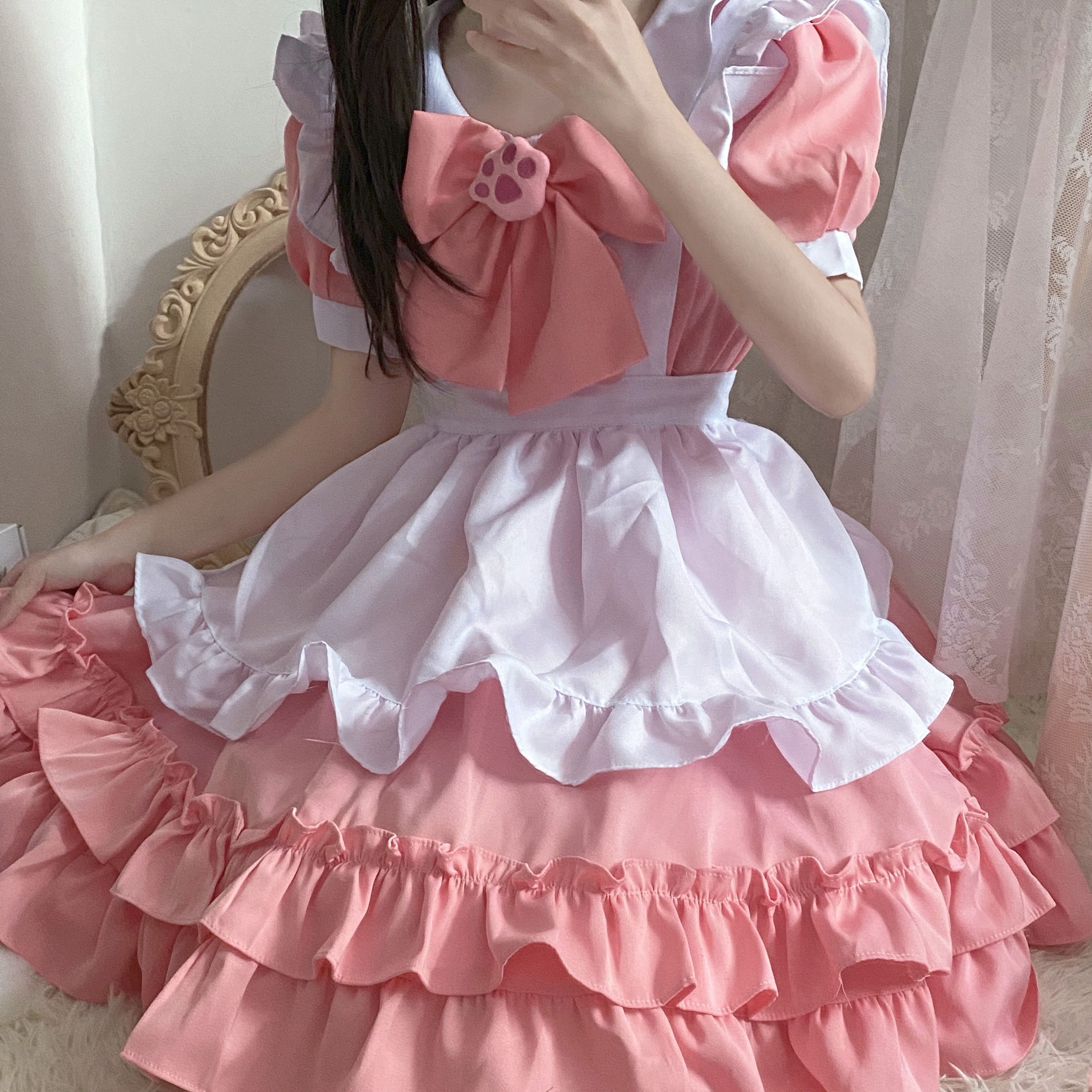 新款粉色洛丽塔软妹装 爱丽丝梦游女仆装 cosplay女佣服可爱 - 图2