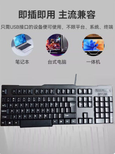 力胜键盘有线办公游戏网吧家用笔记本电脑防水compute通用KB-202 - 图1