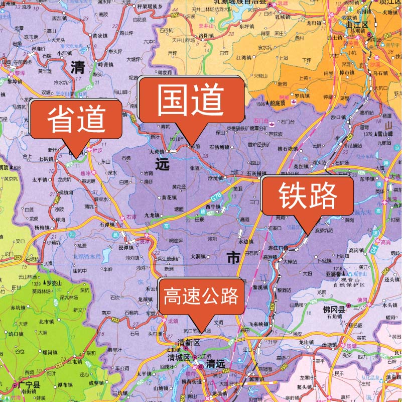 广东省地图 2024新版 高清印刷 折叠便携 城市交通路线行政区化 广州深圳珠海市 约106*75厘米 星球地图出版社 正版新版 - 图1