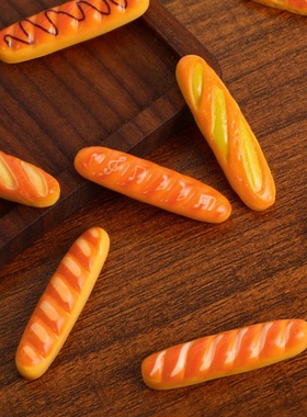 卡通树脂DIY仿真食玩长条面包 迷你超市过家家钥匙扣挂件混装