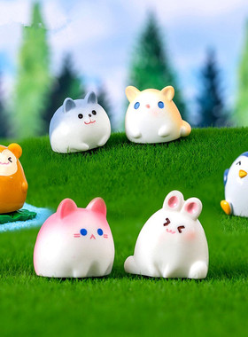 微景观创意可爱圆嘟嘟青蛙动物公仔盲盒装饰品配件车载桌面小摆件