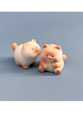 迷你暹罗猫咪公仔动物猫砂盆模型微景观场景桌面摆件