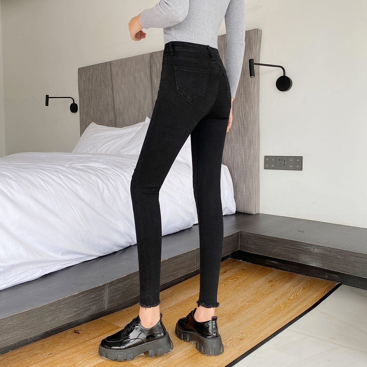 真维斯秋季新品韩版高腰显瘦牛仔裤 真维斯时尚牛仔裤