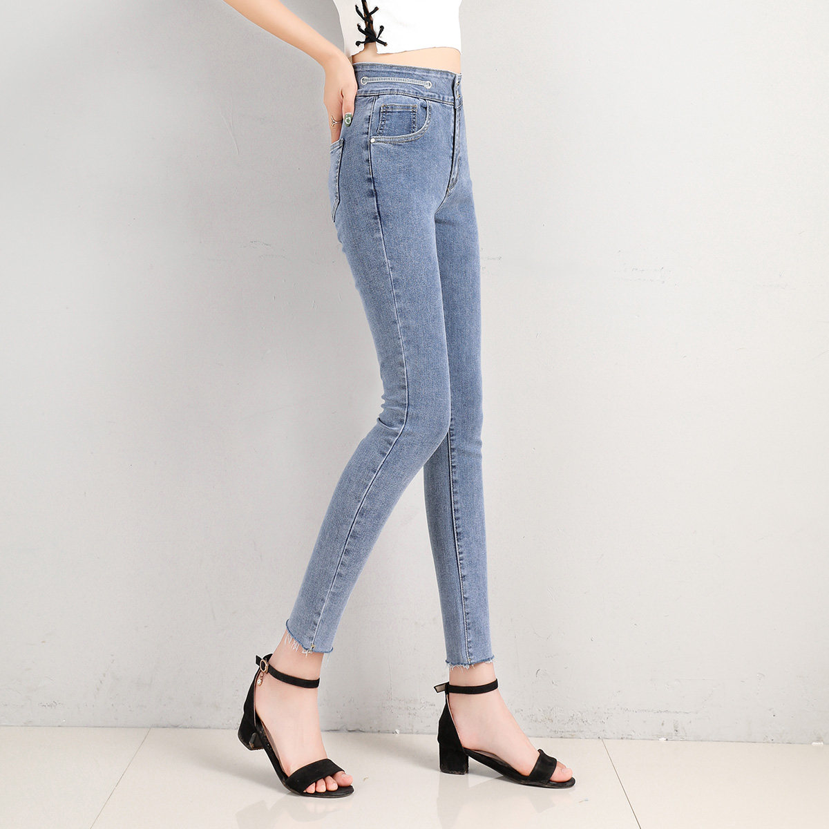 真维斯秋装新款高腰个性毛边牛仔裤 真维斯时尚牛仔裤