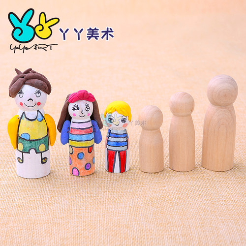 布丁木偶娃娃木人幼教美工美劳创意涂鸦白膜儿童手工DIY制作材料 - 图2