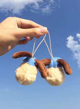 迷你小狗头卡通可爱毛绒挂件蓝色包包手机挂饰钥匙扣玩偶创意礼物